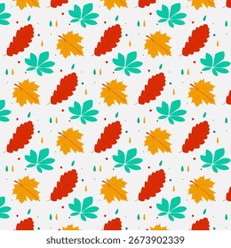 Pattern with autumn colorful leaves on white background eps10