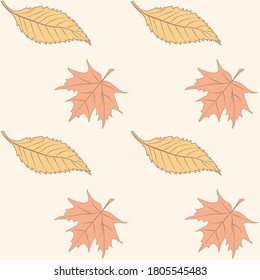 Pattern autumn falling leaves - on a light background - vector.
