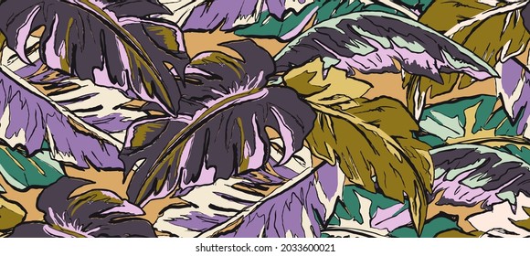 pattern of autumn foliage artwork, with multicolored hand drawn leaves, perfect for fabrics and decoration