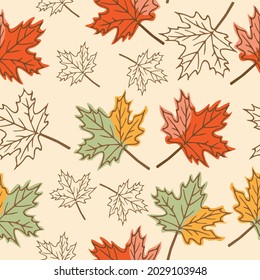 pattern with autumn foliage on a light background 