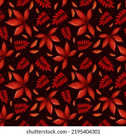 Pattern with autumn Japanese maple. Ideal for packaging, notebooks, school supplies, children's clothing 