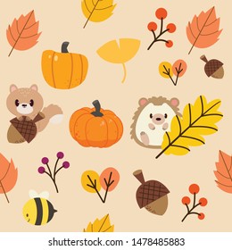 The pattern of autumn leaf and wildlife animal in flat vector style. illustation about wildlife animal for for background, graphic,content , banner, sticker label and greeting card.