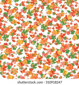 Pattern with autumn leafs on light background. Vector illustration.