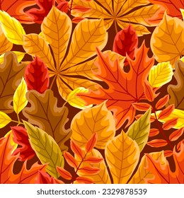 Pattern with autumn leaves. Background with various foliage.