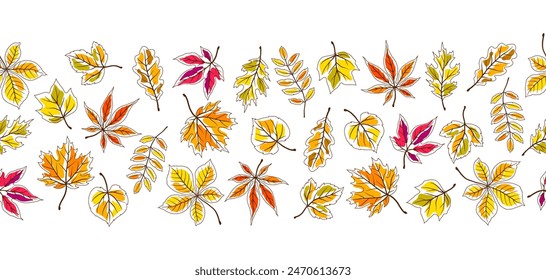 Pattern with autumn leaves. Background with various foliage.
