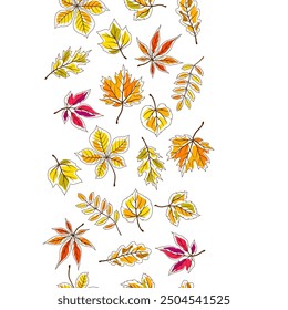 Pattern with autumn leaves. Background with various foliage.