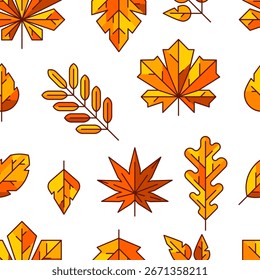 Pattern with autumn leaves. Background with various foliage.