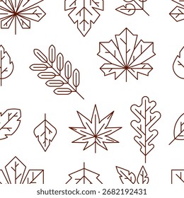 Padrão com folhas de outono. Fundo com várias folhagens.