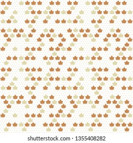 Pattern with autumn leaves composed with polka dots with spring inspired colors