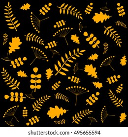 Pattern with autumn leaves of different trees. Vector illustration