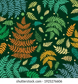 Pattern of autumn leaves of a fern.