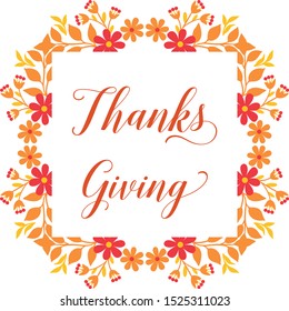 Pattern of autumn leaves flower frame on white background, for invitation card decoration of thanksgiving. Vector