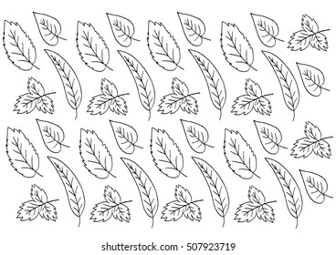 Pattern of autumn leaves. Hand drawing illustration.