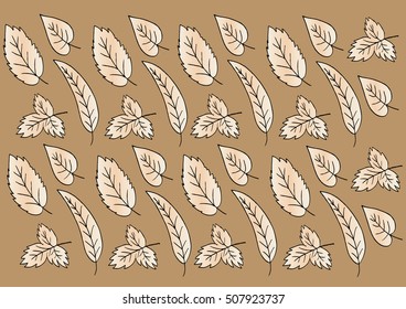 Pattern of autumn leaves. Hand drawing illustration.