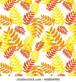 pattern with autumn leaves of mountain ash
