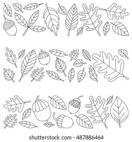Pattern with autumn leaves Oak Mapple Acorn Linden