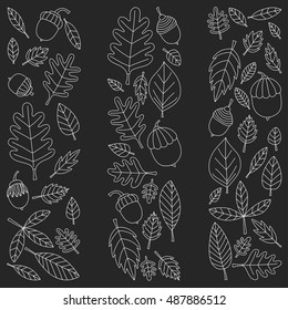Pattern with autumn leaves Oak Mapple Acorn Linden