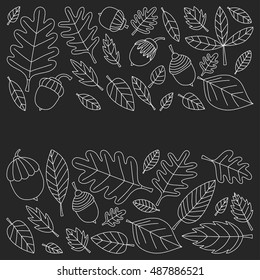 Pattern with autumn leaves Oak Mapple Acorn Linden