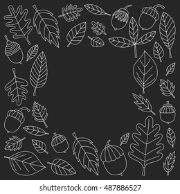 Pattern with autumn leaves Oak Mapple Acorn Linden