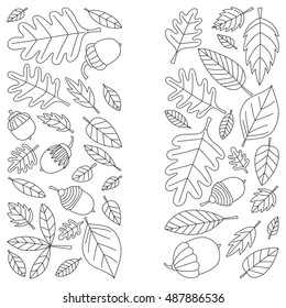 Pattern with autumn leaves Oak Mapple Acorn Linden