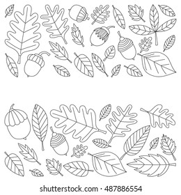 Pattern with autumn leaves Oak Mapple Acorn Linden