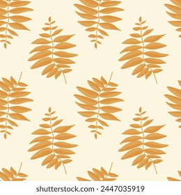 Pattern with autumn leaves on a beige background