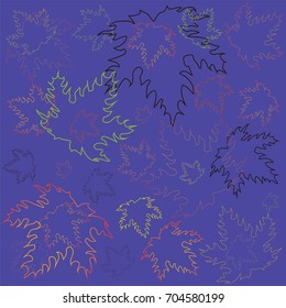 Pattern of autumn leaves on a blue background