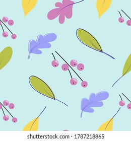Patrón con hojas de otoño sobre un suave fondo azul.
Diseño de vectores.