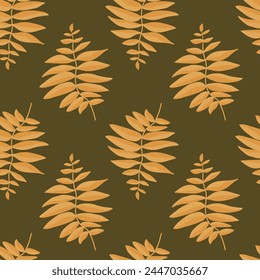 Patrón con hojas de otoño sobre fondo verde