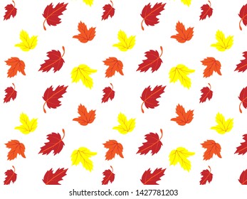 Pattern of autumn leaves on a white background.