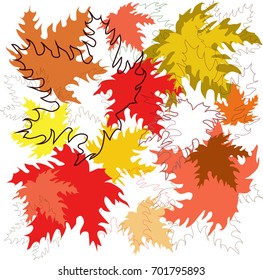 Pattern of autumn leaves on a white background