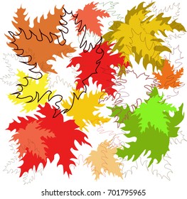 Pattern of autumn leaves on a white background
