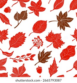 Muster Herbst Blätter nahtlos. Tapete, Stoffdruck, Verpackung und Papier. Natürliche Pflanzenmotive