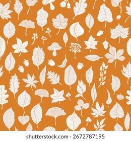 O padrão de outono deixa sem costura. Papel de parede, impressão de tecidos, embalagem e papel. Motivos de plantas naturais