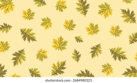 Un patrón de hojas de otoño. Fondo inconsútil del Vector del otoño de hojas del arce y del roble