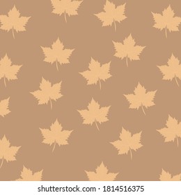 Pattern of autumn maple leaves in shades of beige