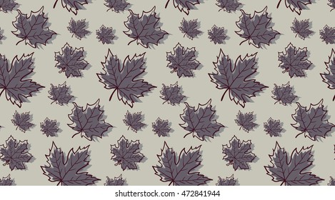 Pattern with autumn maple leaves. Vector illustration. Autumn background.