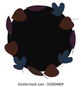 Pattern  of autumn   motif, leaves, spots, hole,circle. Hand drawn.