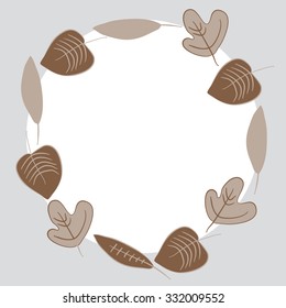 Pattern  of autumn   motif, leaves, spots, hole,circle, copy space. Hand drawn.