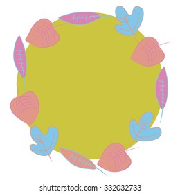 Pattern  of autumn   motif, leaves, spots, hole,circle, copy space. Hand drawn.
