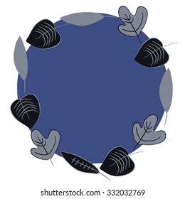 Pattern  of autumn   motif, leaves, spots, hole,circle, copy space. Hand drawn.