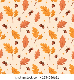 Pattern autumn oak leaves vector