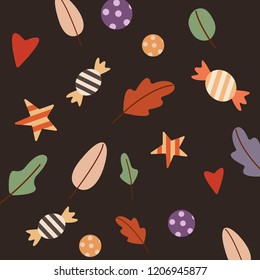 Pattern autumn object on white background vector