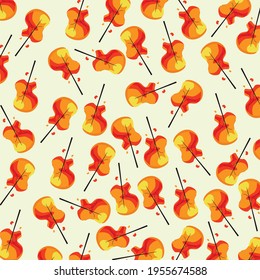 pattern autumn orange trees walrus in a chaotic order stickers on a light background for wallpaper, screensavers on the phone or case