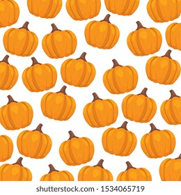 pattern of autumn with pumpkins vector illustration design