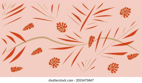 Pattern for autumn textiles with nature look, consisting of leaf design. Leaves and mountain view concept.