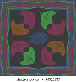 Pattern with autumn theme, frame. Hand drawn.