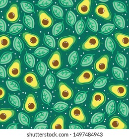 Pattern with Avocado and Green Leaf stock illustration Vector