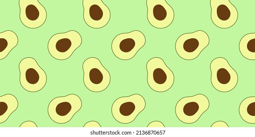 Pattern with avocado on green background