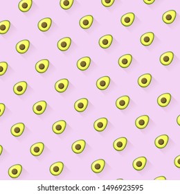 Pattern with avocado on a pink background.